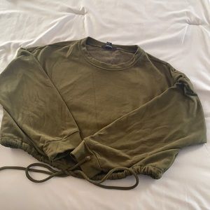 FOREVER 21 CROPPED OLIVE HOODIE